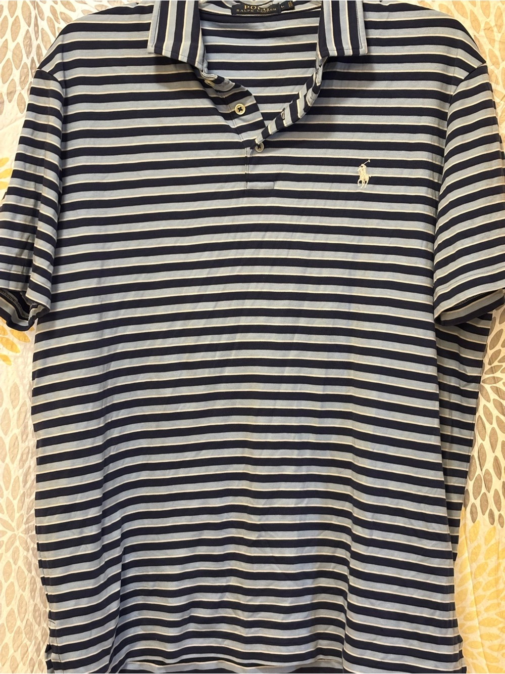 Ralph Lauren Navy and White Striped Polo Shirt